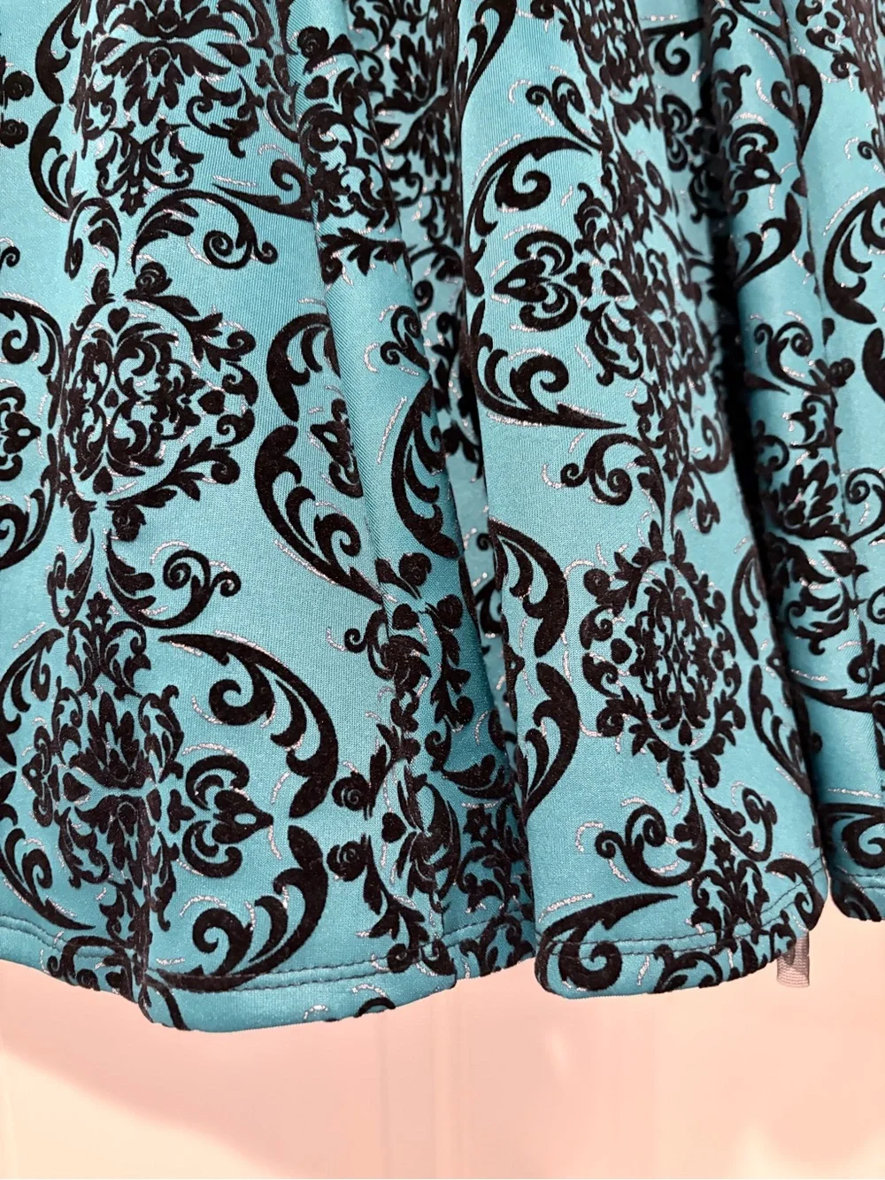 Knitworks Teal and Black Fit-and-Flare Party Dress Size 12